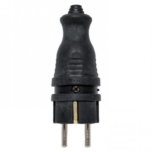 Вилка прямая 16А 2P+PE 230В IP44 каучук PROxima EKF RPS-011-16-230-44-r