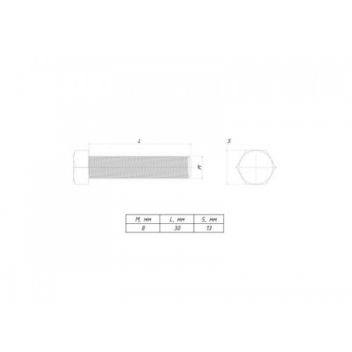Болт с шестигранной головкой М8х30 EKF b6grm8x30