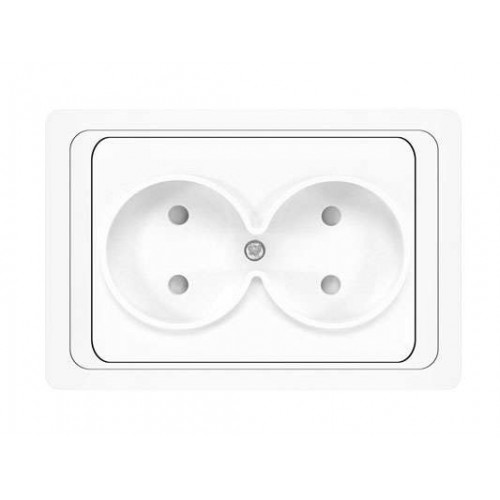 Розетка 2-м СП Валери 16А IP20 без заземл. защ. шторки бел. UNIVersal В0102x