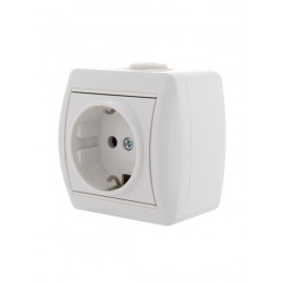 Розетка 1-м ОП Nata 16А IP20 с заземл. керамика бел. LEZARD 710-0200-122