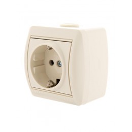 Розетка 1-м ОП Nata 16А IP20 с заземл. керамика крем. LEZARD 710-0300-122