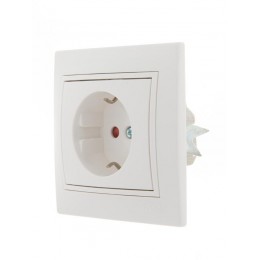 Розетка 1-м СП Mira 16А IP20 с заземл. защ. шторки с бел. вставкой керамика бел. LEZARD 701-0202-124