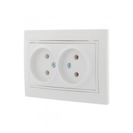 Розетка 2-м СП Mira 16А IP20 без заземл. с бел. вставкой керамика бел. LEZARD 701-0202-128