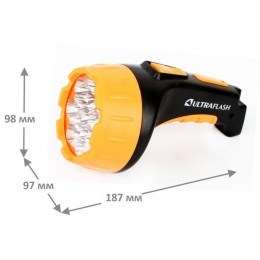 Фонарь аккумуляторный LED3815 15LED 2 режима аккум. SLA 220В пластик. черн./желт. (кор.) Ultraflash 9217