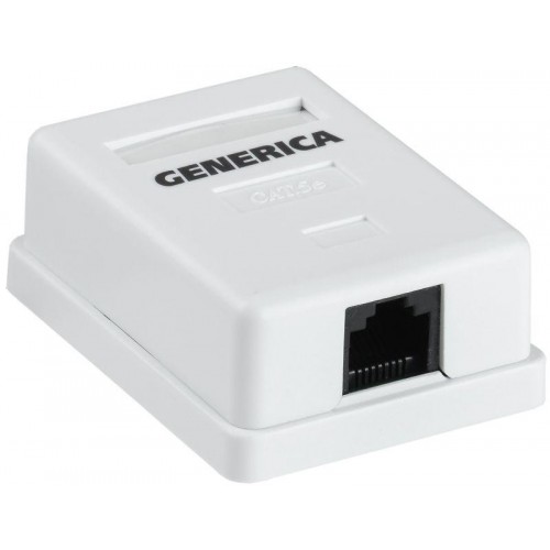 Розетка компьютерная 1-м ОП RJ45 кат.5E UTP GENERICA CS2-1C5EU-12-G