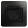 Розетка 1-м СП 1мод. Glossa 16А IP44 с заземл. защ. шторки с крышкой в сборе антрацит SE GSL000748