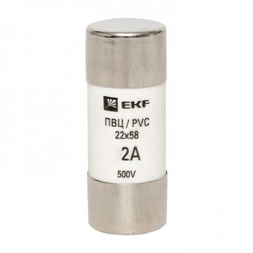 Вставка плавкая цилиндрическая ПВЦ 22х58 2А EKF pvc-22x58-2