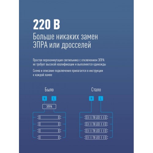 Лампа светодиодная 24Вт G13 6500К 220В 1500мм T8 Космос Lksm_LED24wG13T865GL