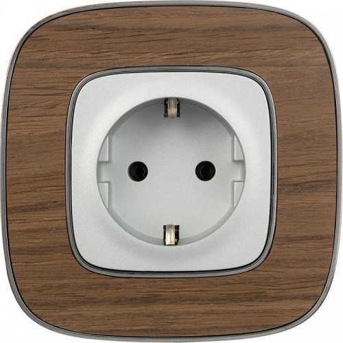 Розетка 1-м СП Valena Allure 16А IP2X 250В 2P+E безвинтов. клеммы с лицев. панелью механизм алюм. Leg 753921