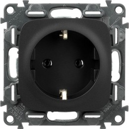 Розетка 1-м СП Valena Allure 16А IP2X 250В 2P+E безвинтов. клеммы с лицев. панелью механизм антрацит Leg 753931