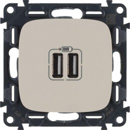 Устройство зарядное Valena Allure с 2-мя USB-разъемами 240В/5В 1500мА с лиц. панелью сл. кость Leg 754996