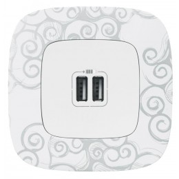 Устройство зарядное Valena Allure с 2-мя USB-разъемами 240В/5В 1500мА с лиц. панелью бел. Leg 754995