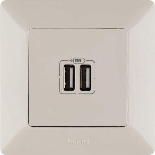 Розетка USB 2-м Valena Life 240В/5В 1500мА с лицев. панелью механизм сл. кость Leg 753512
