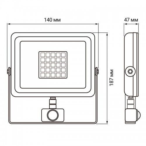 Прожектор светодиодный PFL-SC SENSOR 30Вт 6500К IP54 190-260В ДО закален. матов. стекло датчик движения инфракрасный JazzWay 5001411
