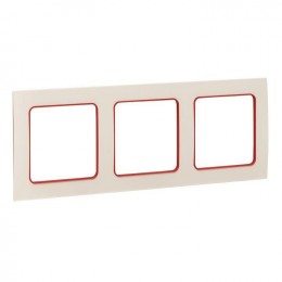 Рамка 3-м Стокгольм бел. с линией цвета красн. PROxima EKF EAM-G-304-10