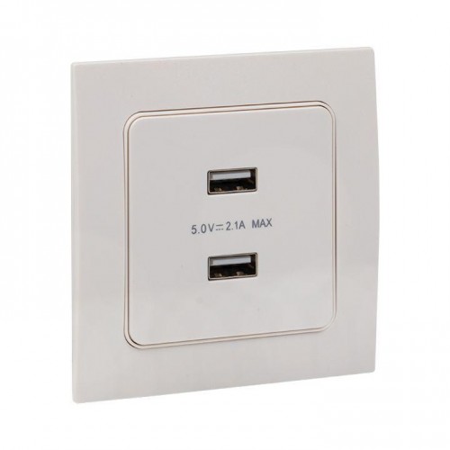Розетка USB 2-м Стокгольм 2.1А механизм бел. PROxima EKF EYR16-028-10-2USB