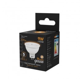 Лампа светодиодная Black 9Вт MR16 софит 3000К тепл. бел. GU5.3 830лм GAUSS 101505109