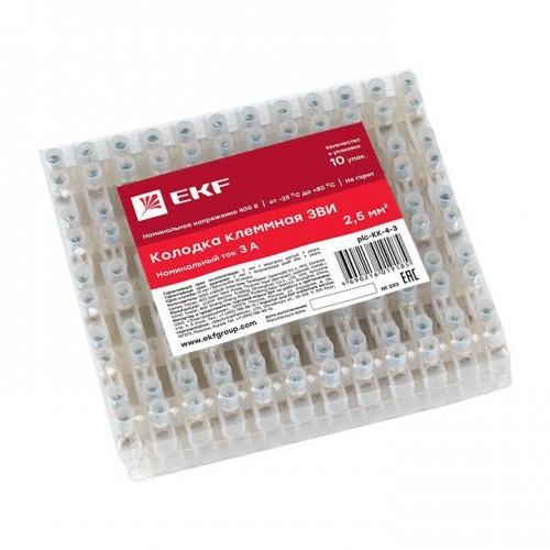 Колодка клеммная 4кв.мм 3А полиэтилен PROxima EKF plc-KK-4-3