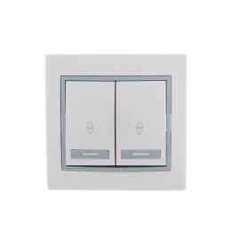 Переключатель проходной 2-кл. СП Mira 10А с сер. вставкой бел. LEZARD 701-0215-106