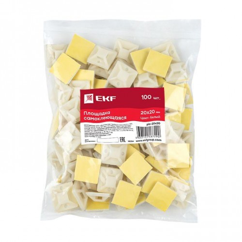 Площадка самоклеящаяся 20х20мм бел. (уп.100шт) EKF plc-20x20