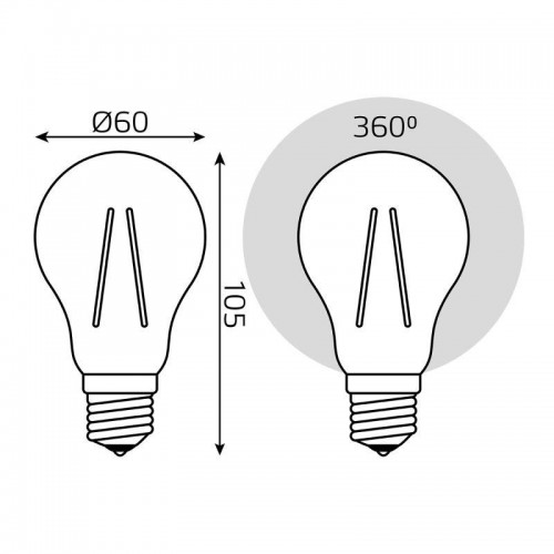 Лампа светодиодная филаментная Black Filament 20Вт A60 грушевидная 2700К тепл. бел. E27 1800лм GAUSS 102902120