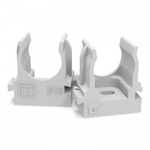 Держатель для труб (клипса) d16мм для монтажного пистолета сер. в п/э Промрукав PR13.0119