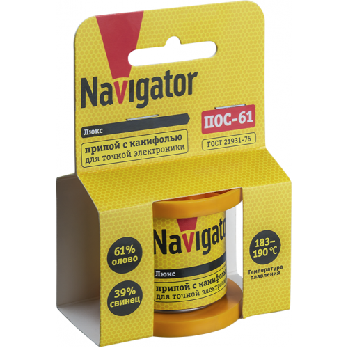 Припой 93 084 NEM-Pos02-61K-2-K100 (ПОС-61; катушка; 2мм; 100 г) Navigator 93084