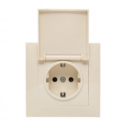 Розетка 1-м СП Валенсия 16А с заземл. с крышкой защ. шторки крем. PROxima EKF EWV10-124-20