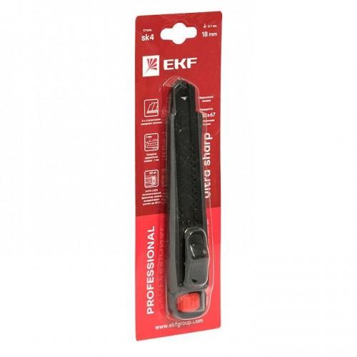 Нож строительно-монтажный 18мм НСМ-80 (SK4) Heavy Duty (до 60кг) Professional EKF ncm-80-pro
