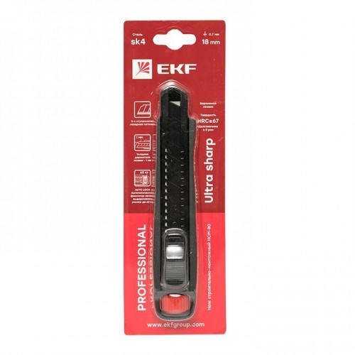 Нож строительно-монтажный 18мм НСМ-80 (SK4) Heavy Duty (до 60кг) Professional EKF ncm-80-pro