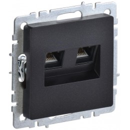 Розетка компьютерная двойн. СП RJ45 кат.5E BRITE РК10-2-БрЧ механизм черн. IEK BR-K20-1-K02