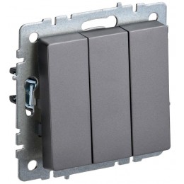 Выключатель 3-кл. СП BRITE ВС10-3-0-БрС 10А механизм сталь IEK BR-V30-0-10-K46