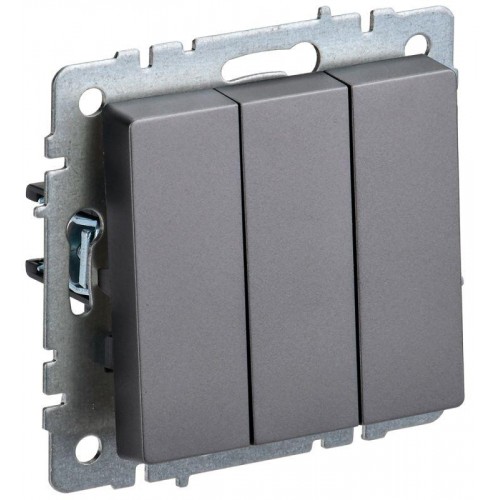 Выключатель 3-кл. СП BRITE ВС10-3-0-БрС 10А механизм сталь IEK BR-V30-0-10-K46