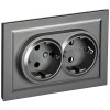 Розетка 2-м СП BRITE РСш12-3-БрС 16А в сборе с заземл. защ. шторки сталь IEK BR-R24-16-K46-F