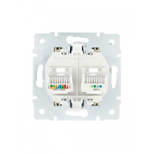 Розетка компьютерная + телефонная 1-м СП Vesna механизм крем. LEZARD 742-0388-143