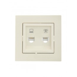 Розетка компьютерная + телефонная 1-м СП Vesna механизм крем. LEZARD 742-0388-143