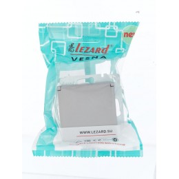 Розетка 1-м СП Vesna с заземл. с крышкой ПБТ механизм платина LEZARD 742-3588-123B