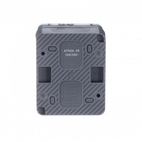Розетка 1-м ОП AtlasDesign Profi54 16А IP54 250В с заземл. защ. шторки антрацит SE ATN544045