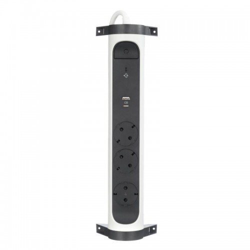 Удлинитель 3х1.5м 16А IP20 Комфорт 3х2P+E 2хUSB A+C 3А с поворотн. осн. защита от импульсных перенапряжений бел./черн. Leg 694508