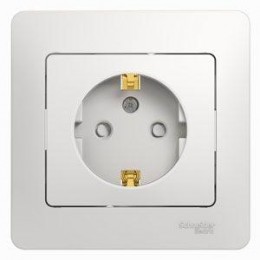 Розетка 1-м СП Glossa 16А IP20 с заземл. защ. шторки в сборе бел. SE GSL000144