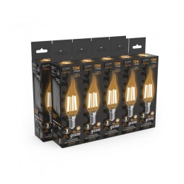 Лампа светодиодная филаментная Black Filament 13Вт свеча на ветру 2700К тепл. бел. E14 1100лм GAUSS 104801113