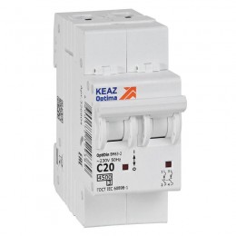 Выключатель автоматический модульный 2п C 20А 4.5кА OptiDin BM63-2C20-4.5-УХЛ3 КЭАЗ 326804