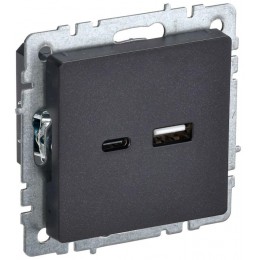 Розетка BRITE USB A+C 18Вт РЮ11-1-БрЧ механизм черн. IEK BR-U22-018-K02