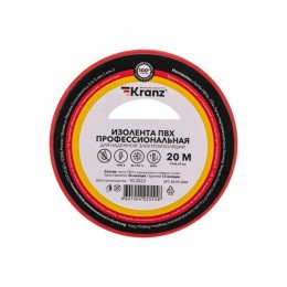 Изолента ПВХ профессиональная 0.18х19мм 20м красн. Kranz KR-09-2804