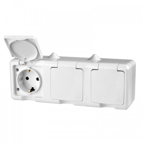 Розетка 3-м ОП Dita 16А IP54 250В с заземл. с крышкой бел. TOKOV ELECTRIC TKL-DT-R3Z-C01-IP54