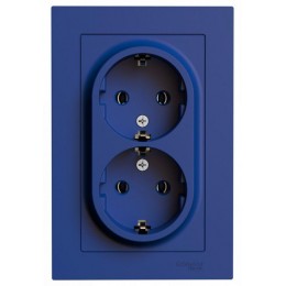 Розетка 2-м. AtlasDesign 16А с заземл. в сборе аквамарин SE ATN001124