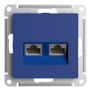 Розетка компьютерная 2-м AtlasDesign RJ45+RJ45 кат.5E механизм аквамарин SE ATN001185