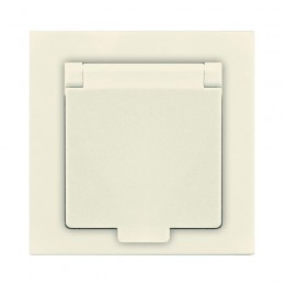 Розетка 1-м СП Афина 16А IP20 с заземл. с крышкой в сборе сл. кость (ivory) Universal A0029-I