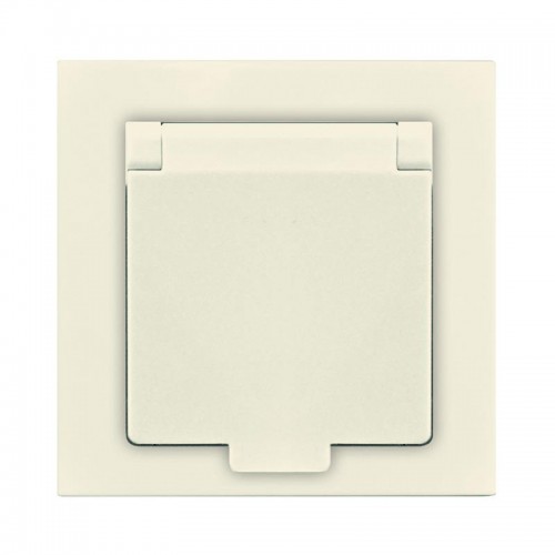 Розетка 1-м СП Афина 16А IP20 с заземл. с крышкой в сборе сл. кость (ivory) Universal A0029-I