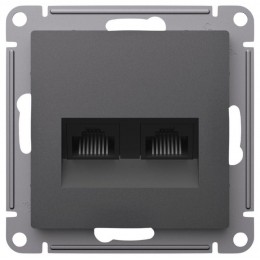 Розетка компьютерная 2-м AtlasDesign RJ45+RJ45 кат.5E механизм базальт SE ATN001485